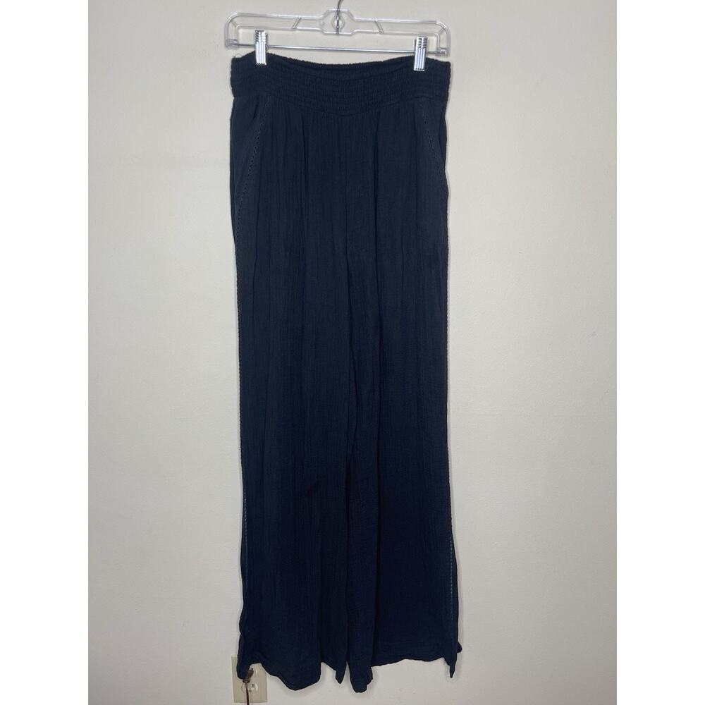 aerie Wide Leg Crinkle Pants in Black - Picture 2 of 12